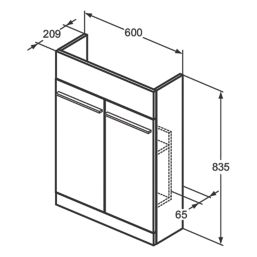 Ideal Standard i.life S Semi-Countertop Floorstanding Basin Unit with Black Handles & Basin Matt White 602mm x 360mm x 888mm