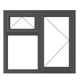 Crystal  Right-Hand & Top Opening Clear Triple-Glazed Casement Anthracite on White uPVC Window 1190mm x 1040mm