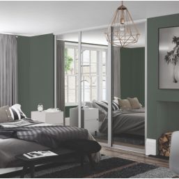 Spacepro  3-Door Sliding Wardrobe Door Kit Dove Grey Frame Mirror Panel 2592mm x 2260mm