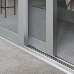 Spacepro  3-Door Sliding Wardrobe Door Kit Dove Grey Frame Mirror Panel 2592mm x 2260mm