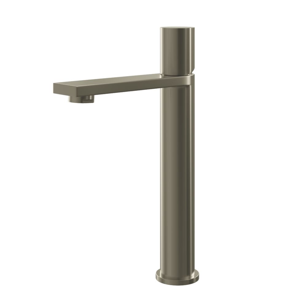 ETAL Saris High Rise Mono Basin Mixer Tap Brushed Brass | Basin Taps ...
