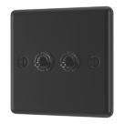 LAP  20A 16AX 2-Gang 2-Way Switch  Matt Black with Colour-Matched Inserts