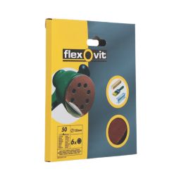 Flexovit  A203F 60 Grit 8-Hole Punched Multi-Material Sanding Discs 125mm 6 Pack