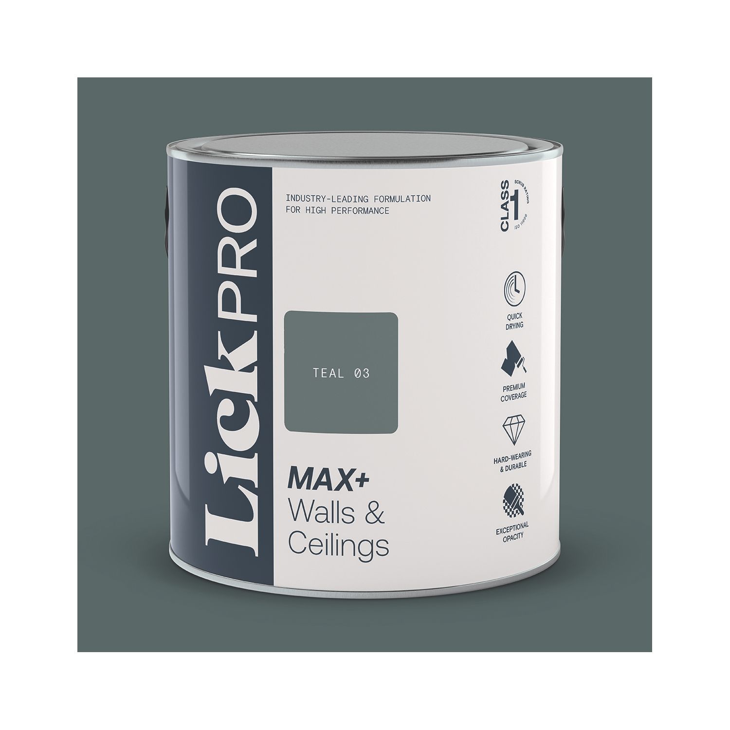 LickPro Max+ 2.5Ltr Teal 03 Matt Emulsion Paint (927TM)