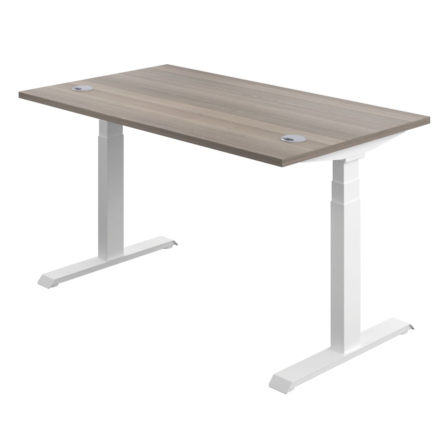 TC Group Economy Back To Back Powered Rectangular Sit Stand Desk Grey Oak/White 1200mm x 0.62-1.28m (927TT)