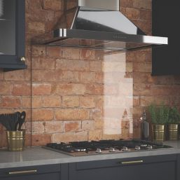 Splashback  Clear with Brushed Brass Caps Kitchen Splashback 900mm x 700mm x 6mm