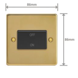 Varilight  10A 1-Gang 3-Pole Fan Isolator Switch Polished Brass  with Black Inserts