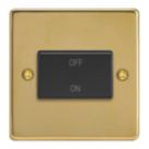 Varilight  10A 1-Gang 3-Pole Fan Isolator Switch Polished Brass  with Black Inserts