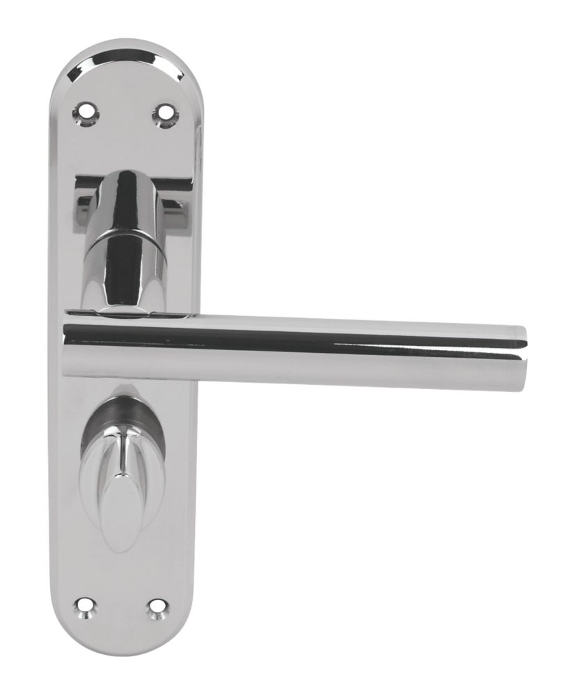 Smith & Locke T-Bar Fire Rated LoB Bathroom Door Handles Pair Polished ...