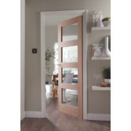 Jeld-Wen  4-Clear Light Unfinished Oak Veneer Wooden 4-Panel Internal Door 2040 x 726mm