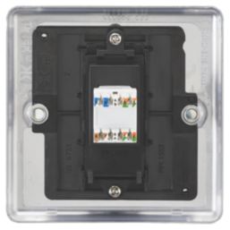 Knightsbridge  1-Gang RJ45 Brushed Chrome with Colour-Matched Inserts