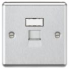 Knightsbridge  1-Gang RJ45 Brushed Chrome with Colour-Matched Inserts