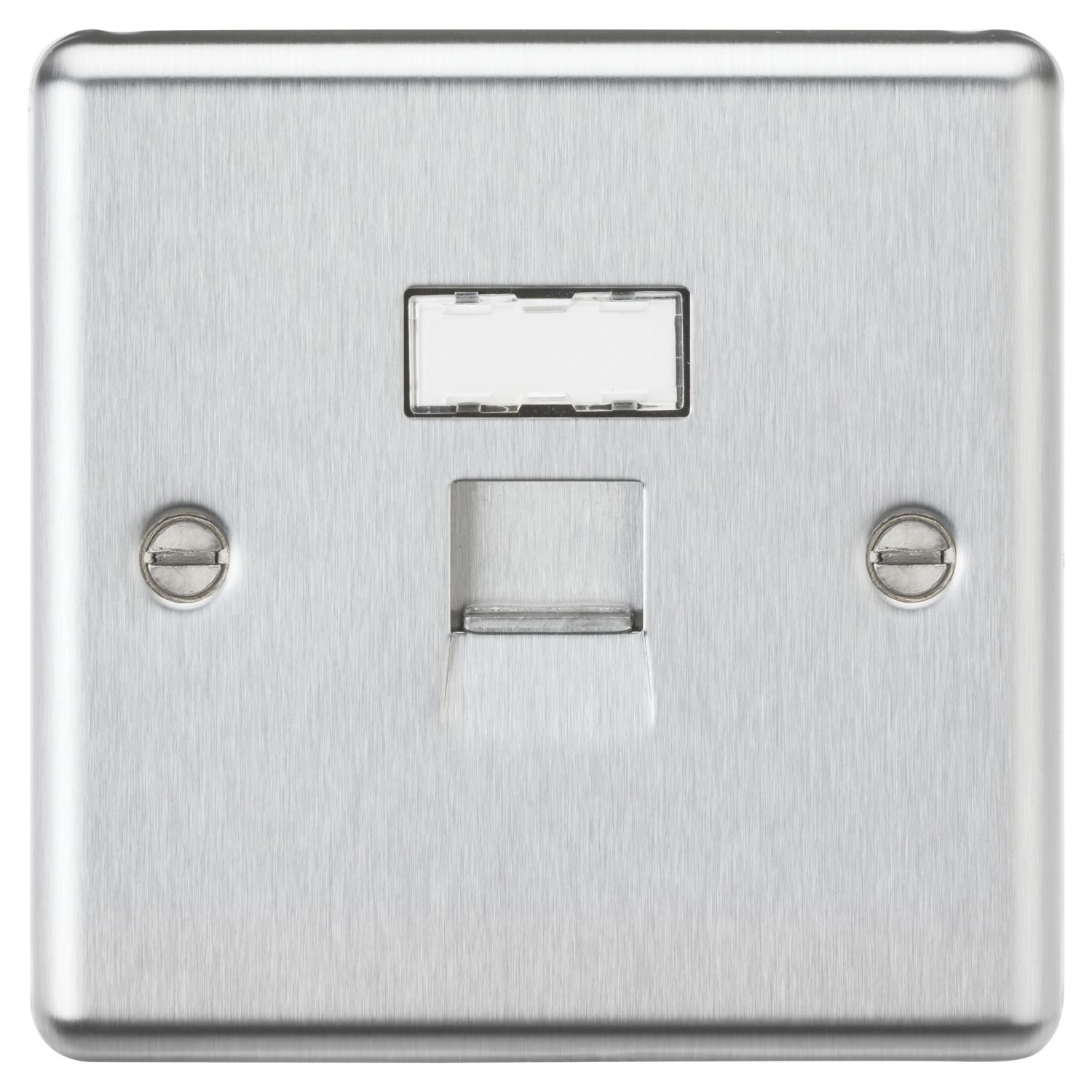 Knightsbridge 1-Gang RJ45 Brushed Chrome with Colour-Matched Inserts (928AM)