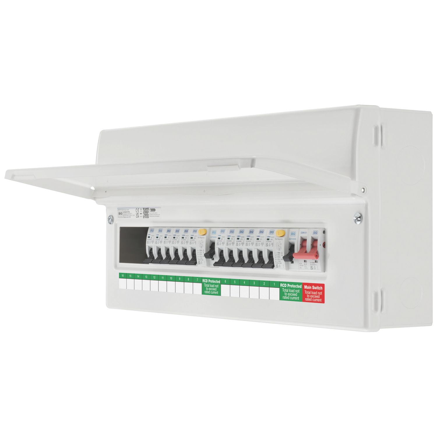 British General Circuit Protection 16-Module 12-Way Part-Populated High Integrity Main Switch Consumer Unit (928CY)