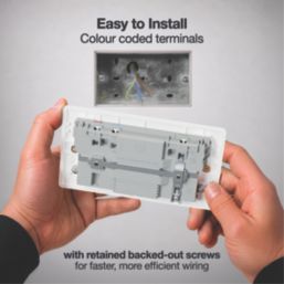 British General 800 Series 13A 2-Gang SP Switched Socket + 3.25A 22W 2-Outlet Type C USB Charger White