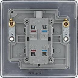 British General Nexus Metal 20A 1-Gang DP Control Switch Matt Black with LED
