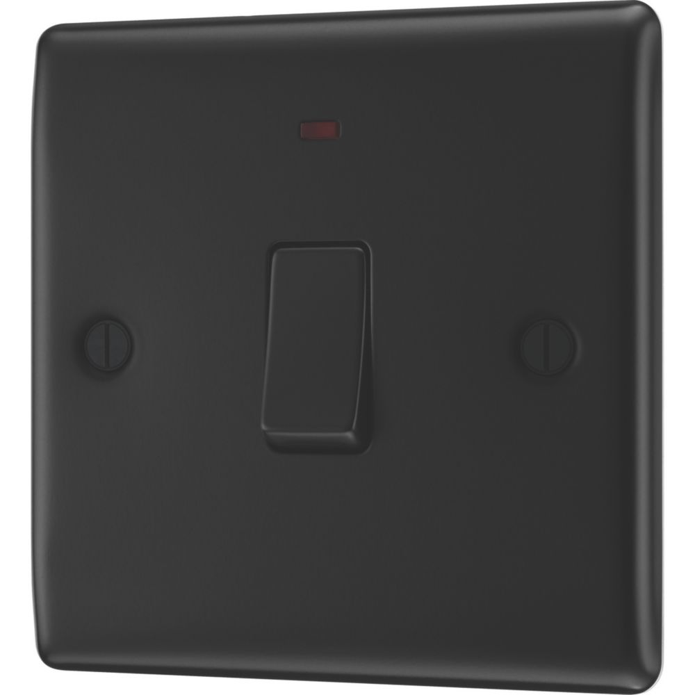 British General Nexus Metal 20A 1-Gang DP Control Switch Matt Black with LED