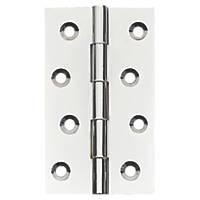 Polished Chrome  Solid Drawn Butt Hinges 100 x 60mm 2 Pack