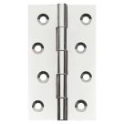 Polished Chrome  Solid Drawn Butt Hinges 100mm x 60mm 2 Pack