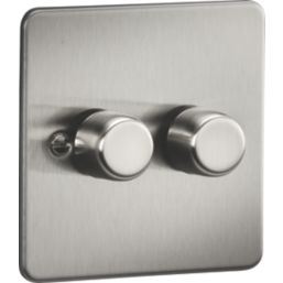 Knightsbridge  2-Gang 2-Way LED Intelligent Dimmer Switch  Brushed Chrome