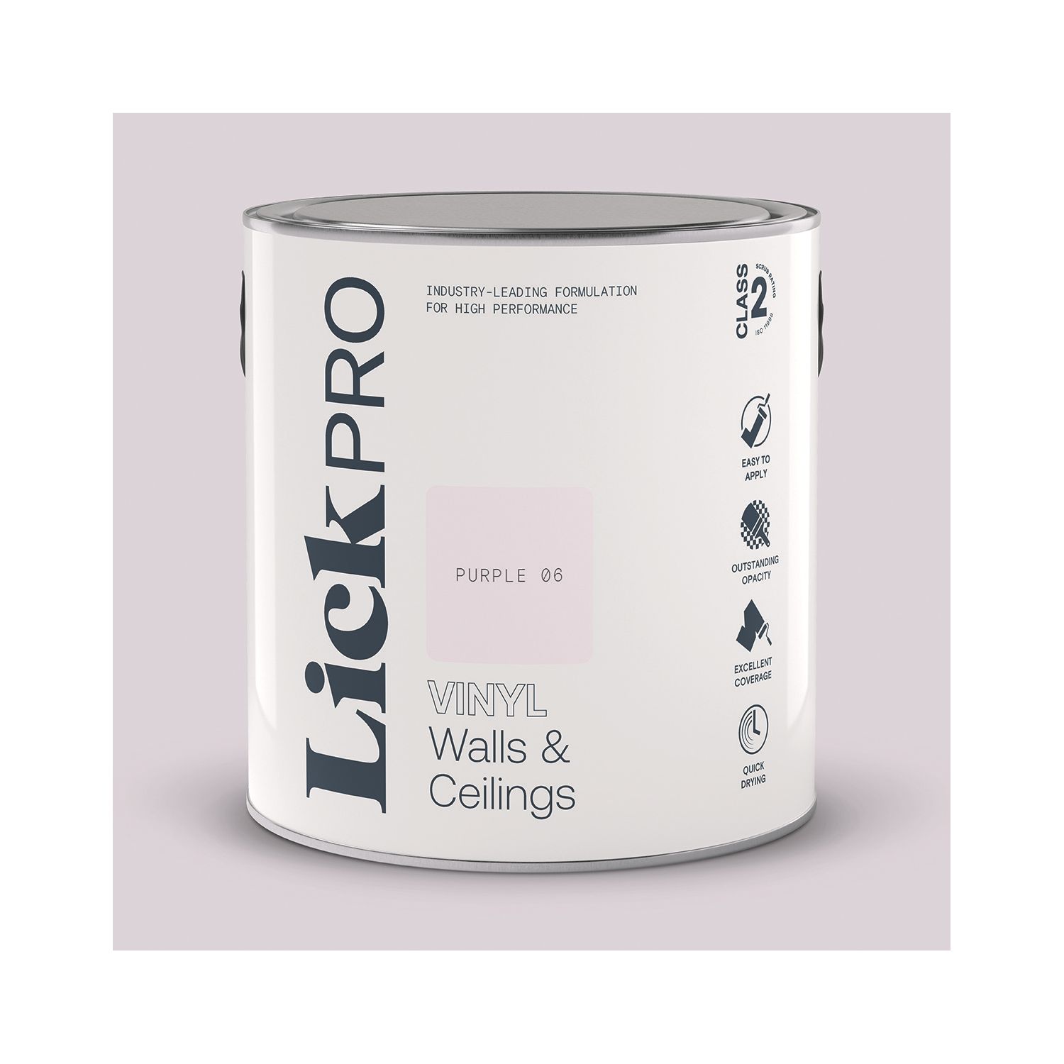 LickPro 2.5Ltr Purple 06 Vinyl Matt Emulsion Paint (928TM)