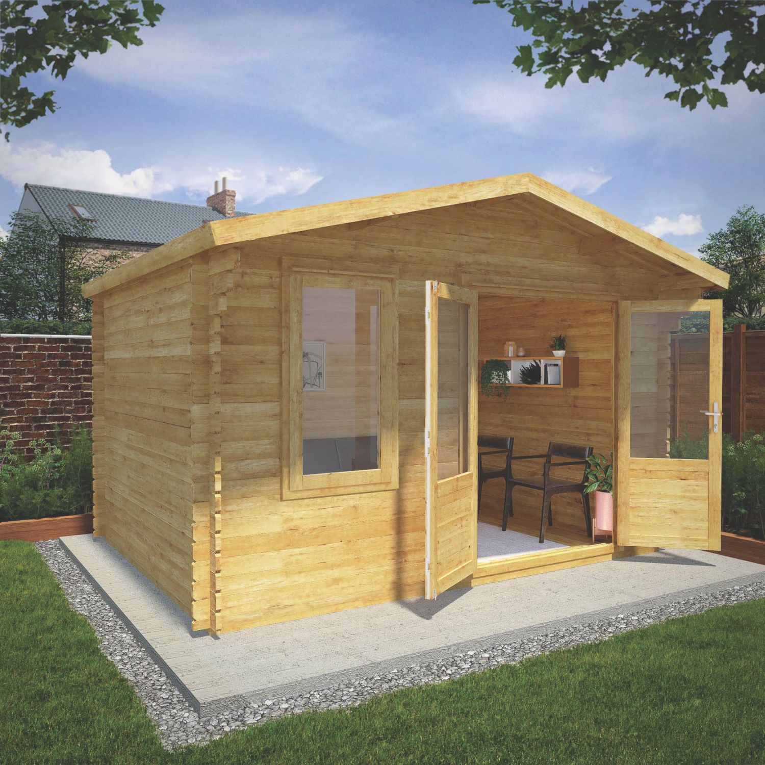 Mercia Retreat 12' 6" x 9' (Nominal) Apex Timber Log Cabin (928YL)