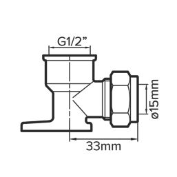 Flomasta  Brass Compression Adapting 90° Wall Plate Elbow 15mm x 1/2"