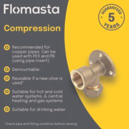 Flomasta  Brass Compression Adapting 90° Wall Plate Elbow 15mm x 1/2"