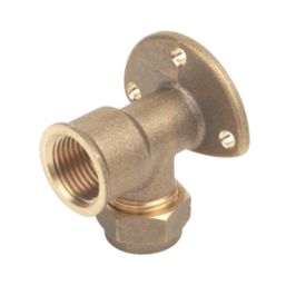 Flomasta  Brass Compression Adapting 90° Wall Plate Elbow 15mm x 1/2"