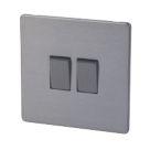 LAP  10AX 2-Gang 2-Way Light Switch  Slate-Effect