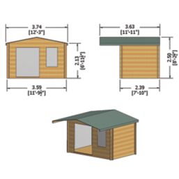 Shire Cannock 12' x 8' (Nominal) Apex Timber Log Cabin