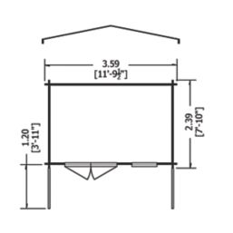 Shire Cannock 12' x 8' (Nominal) Apex Timber Log Cabin