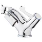 Refurb Swirl Commercial Chrome 109mm Cloakroom Lever Mono Basin Mixer Tap  With Clicker Waste