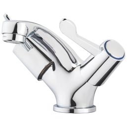 Refurb Swirl Commercial Chrome 109mm Cloakroom Lever Mono Basin Mixer Tap  With Clicker Waste