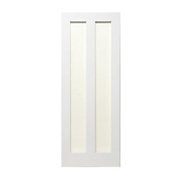 2-Clear Light Primed White Wooden Shaker Internal Door 1981mm x 762mm