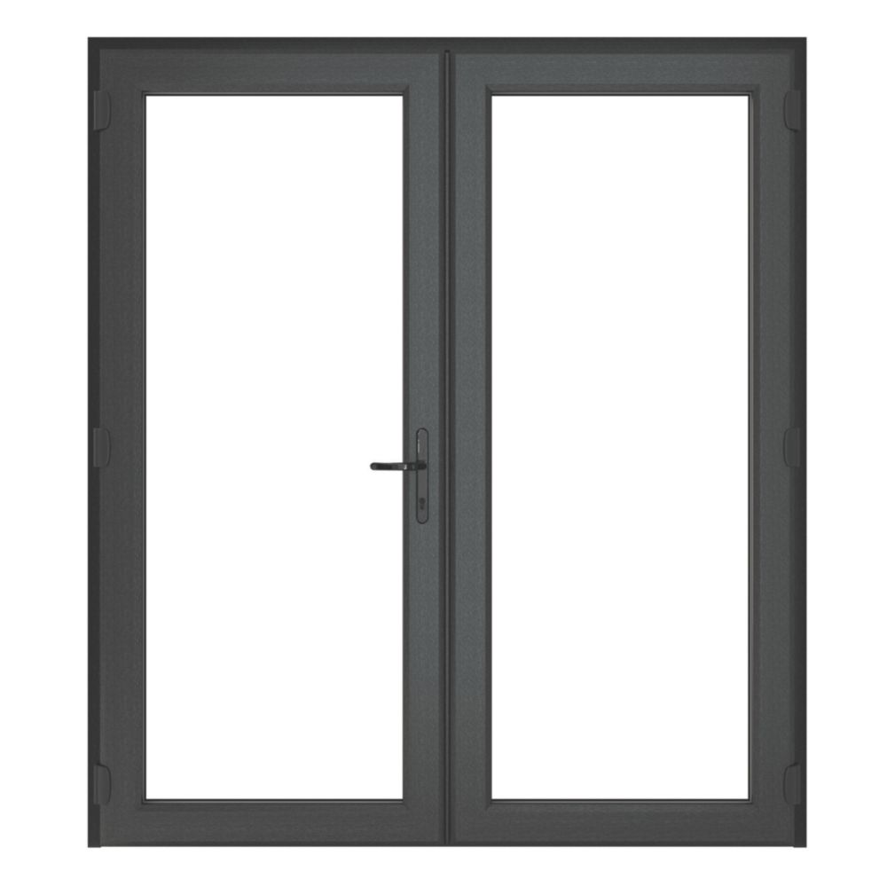 Crystal Anthracite Grey DoubleGlazed uPVC French Door Set 2055mm x 1690mm Screwfix