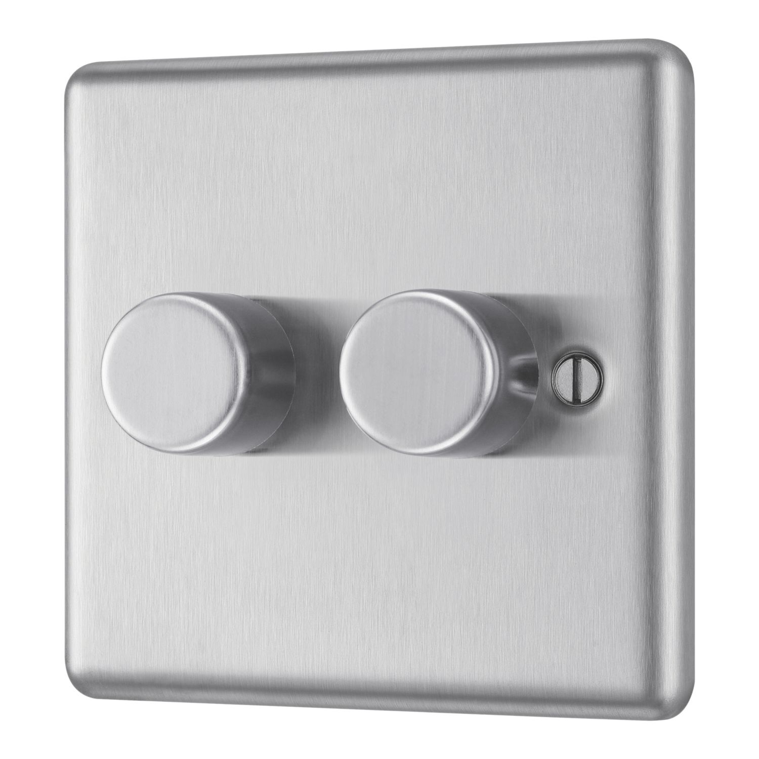LAP 2-Gang 2-Way LED Dimmer Switch Brushed Steel with Colour-Matched Inserts (929PN)