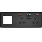 Knightsbridge SFR992RMBB 13A 2-Gang DP Combination Plate + 4.0A 18W 2-Outlet Type A & C USB Charger Matt Black with Black Inserts