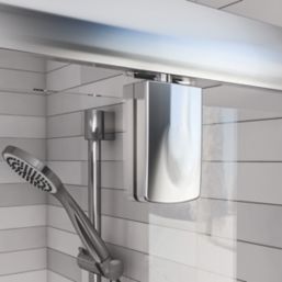 Aqualux Edge 6 Semi-Frameless Square Pivot Shower Door Polished Silver 800mm x 1900mm