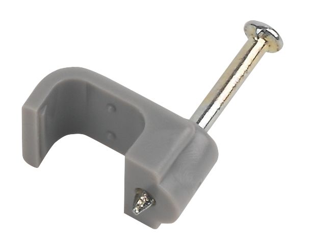 LAP Grey Flat Single Cable Clips 2.5mm 100 Pack Screwfix