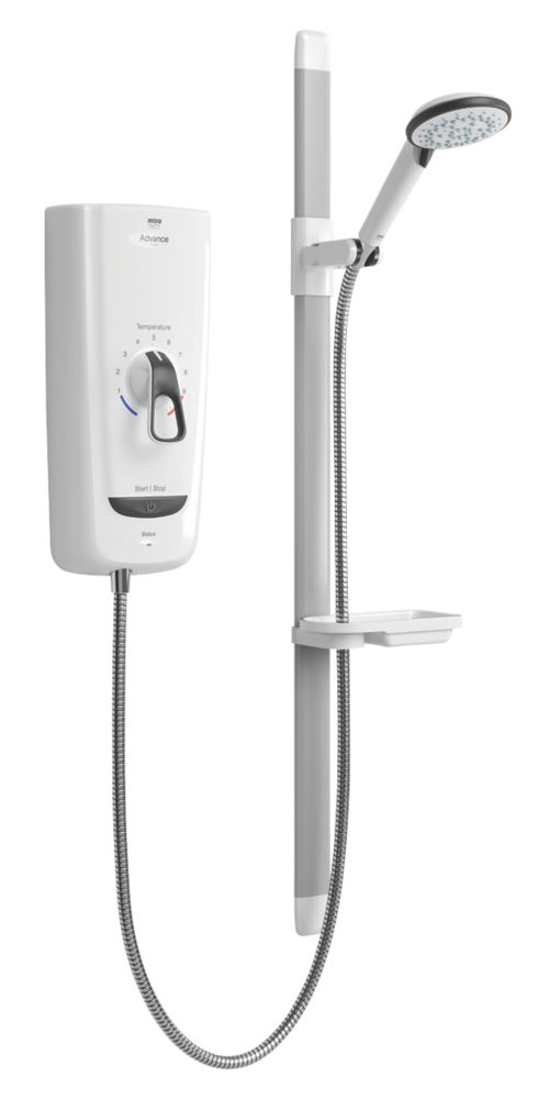 Mira Advance Flex White 8.7kW Thermostatic Electric Shower | Showers | Screwfix.com