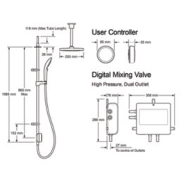 Mira Activate with ColdBoost HP/Combi Ceiling-Fed Dual Outlet Chrome Thermostatic Digital Mixer Shower