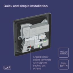 LAP  13A 1-Gang SP Switched Socket + 3A 18W 2-Outlet Type A & C USB Charger Black Nickel with Black Inserts