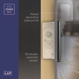 LAP  13A 1-Gang SP Switched Socket + 3A 18W 2-Outlet Type A & C USB Charger Black Nickel with Black Inserts