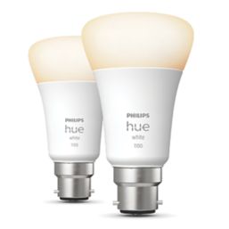 Philips Hue White Bluetooth BC A19 LED Smart Light Bulb 9W 806lm 2 Pack