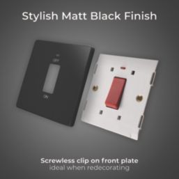 British General Evolve 45A 1-Gang 2-Pole Cooker Switch Matt Black with LED with Black Inserts