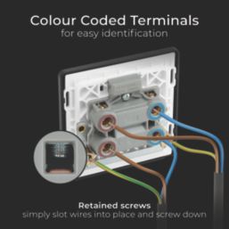 British General Evolve 45A 1-Gang 2-Pole Cooker Switch Matt Black with LED with Black Inserts