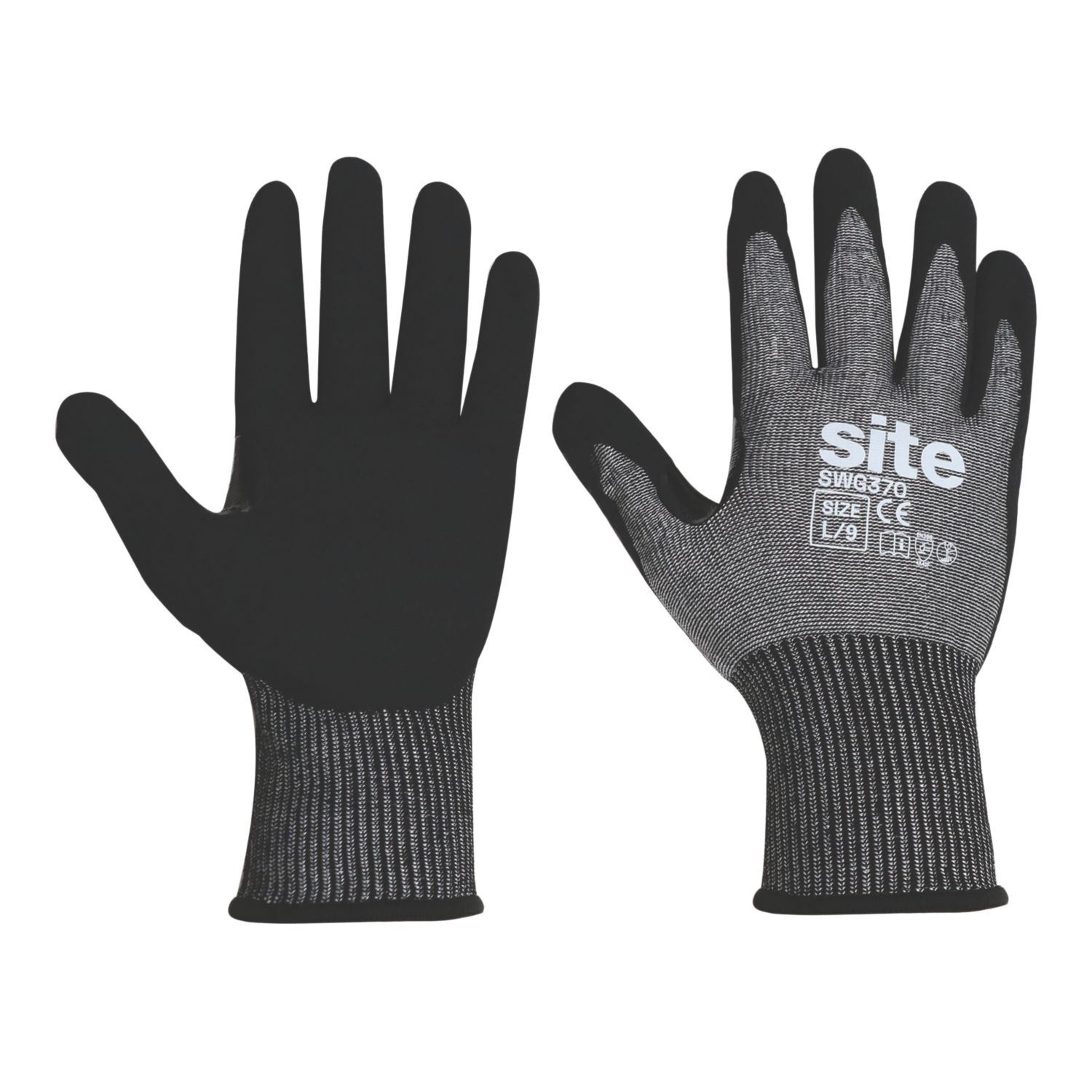 Site SWG370 Cut Resistant Gloves Grey / Black Large (930YW)