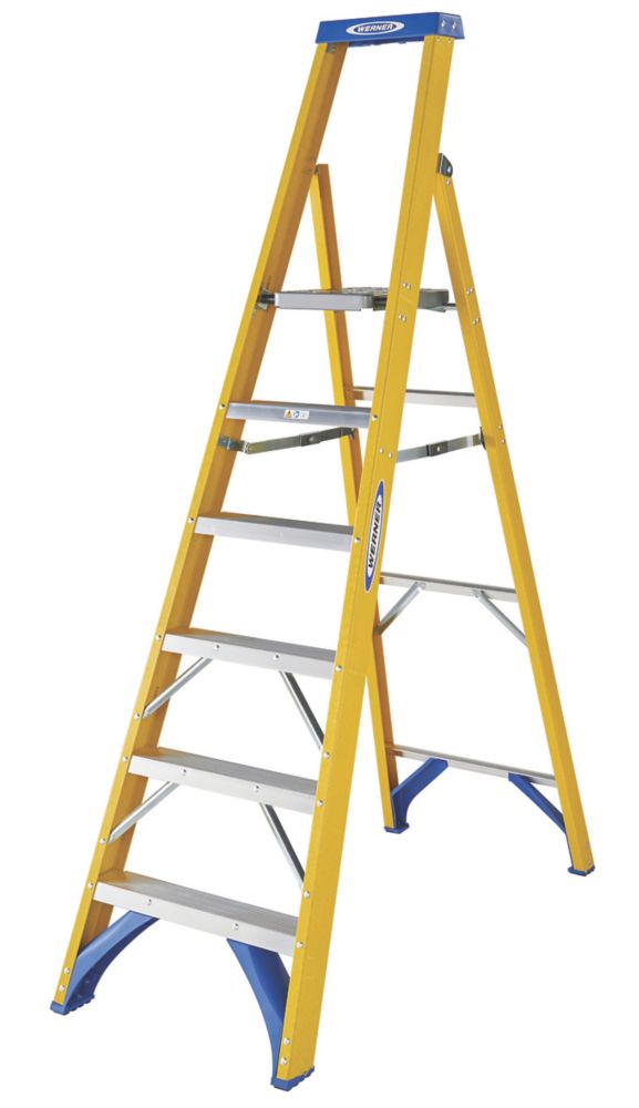 Werner Fibreglass 2m 6 Step Platform Step Ladder