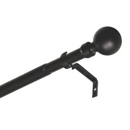 Renaissance Matt Black Curtain Pole 28/25mm x 120-210cm